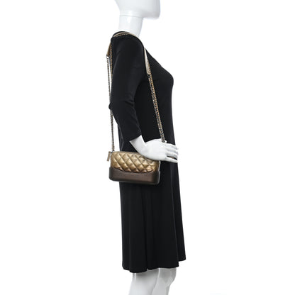 Chanel Metallic Goatskin Quilted Small Gabrielle Clutch With Chain Bronze 2 of 12