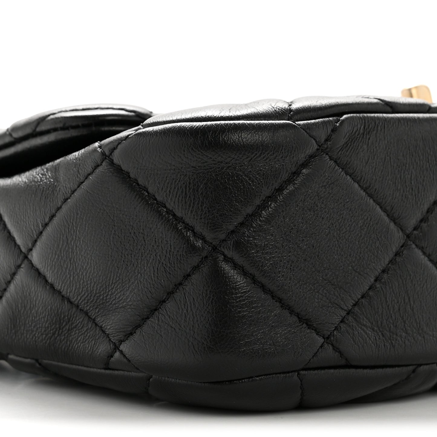 Lambskin Quilted Small Lacquered Chain Flap Black
