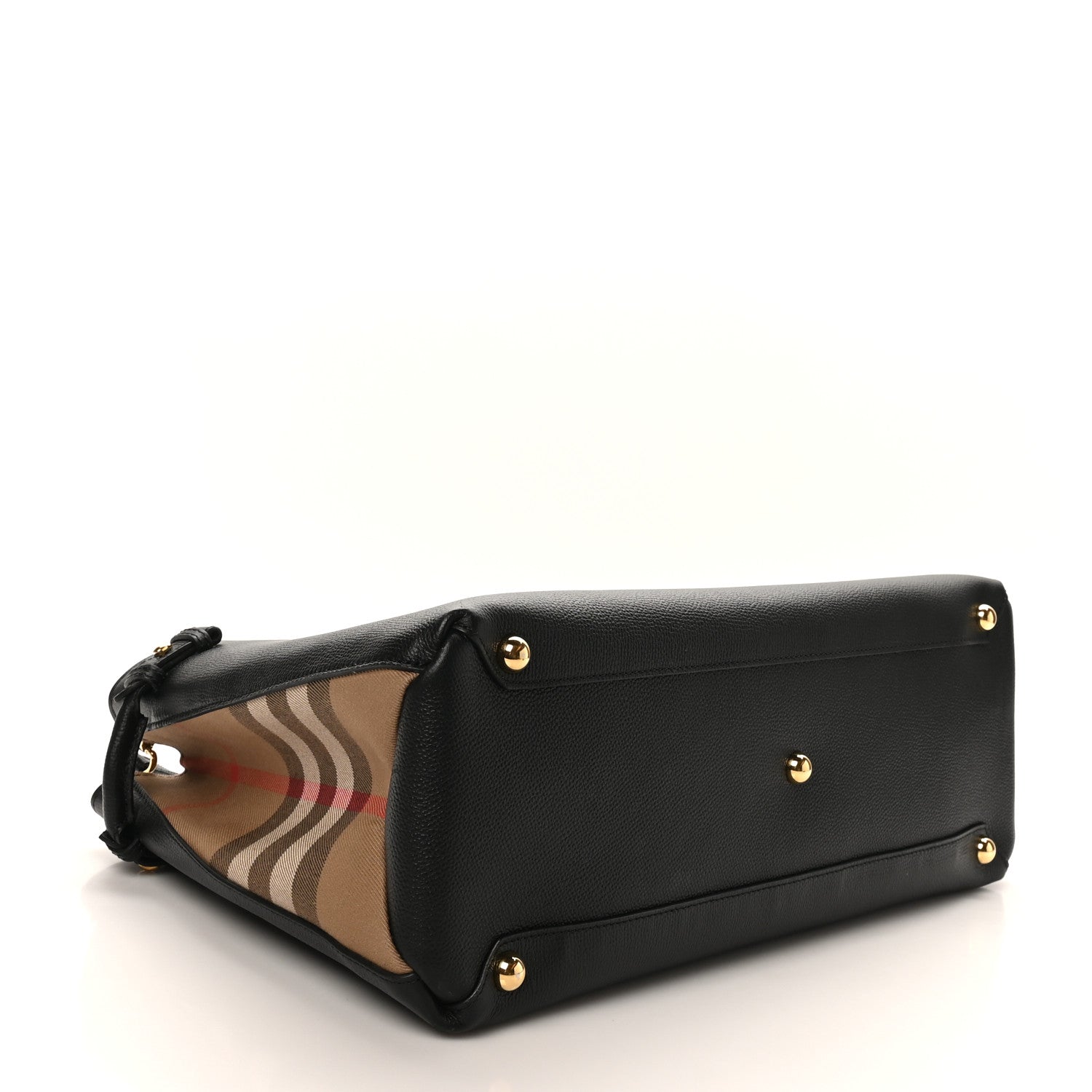 Burberry Grainy Calfskin House Check Large Banner Tote Black 4 of 9