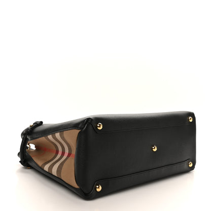 Burberry Grainy Calfskin House Check Large Banner Tote Black 4 of 9