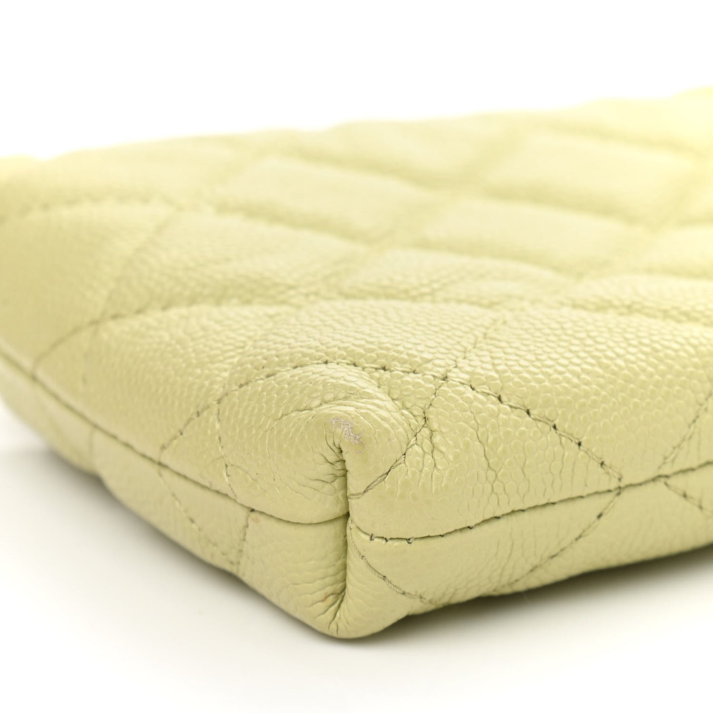 Caviar Quilted French New Wave Phone Holder With Chain Light Green
