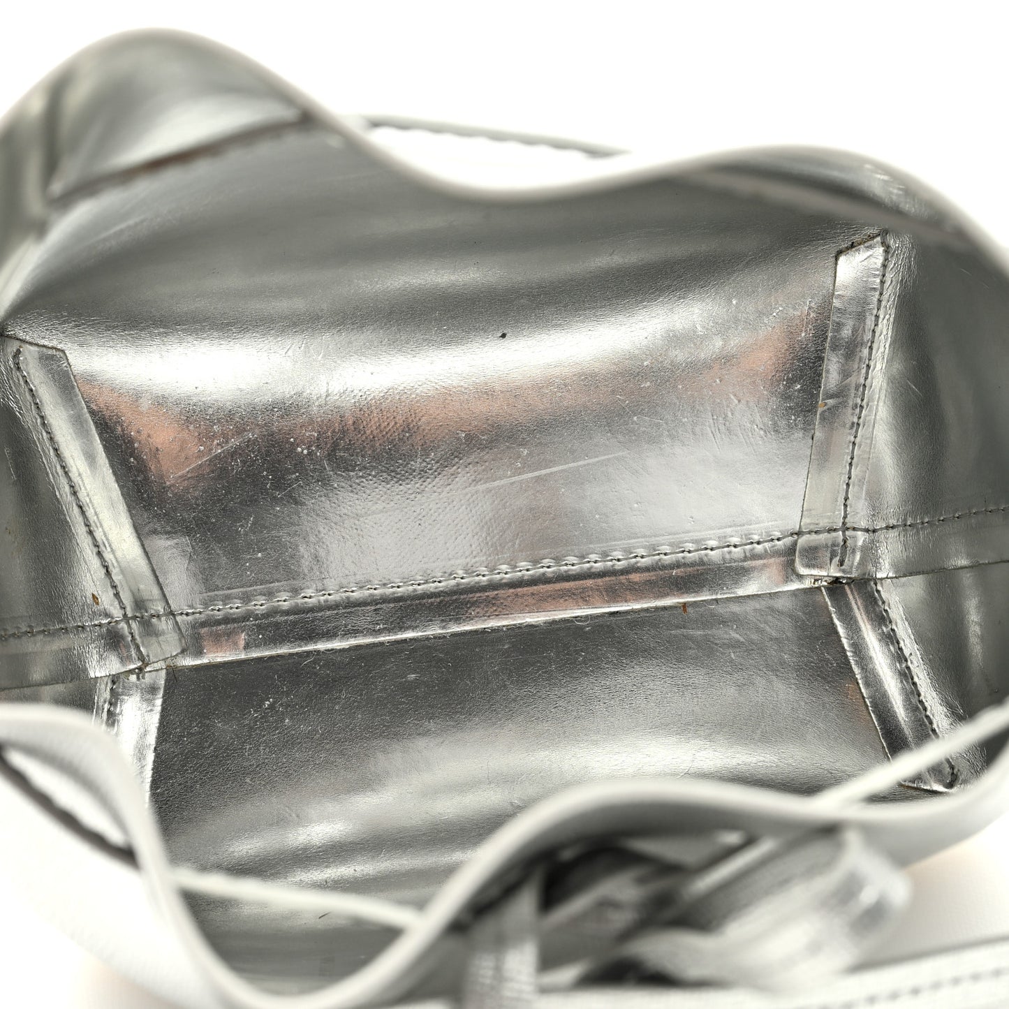 Metallic Calfskin Bucket Bag Silver