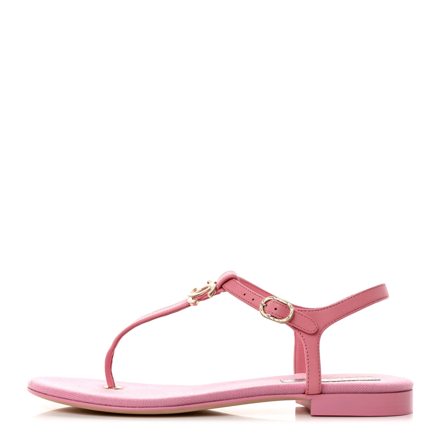 Lambskin CC Logo Thong Sandals 40 Pink