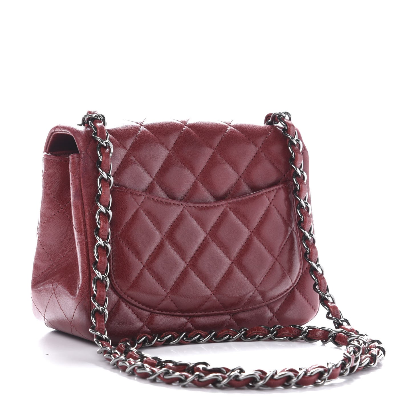 Lambskin Quilted Mini Square Flap Burgundy