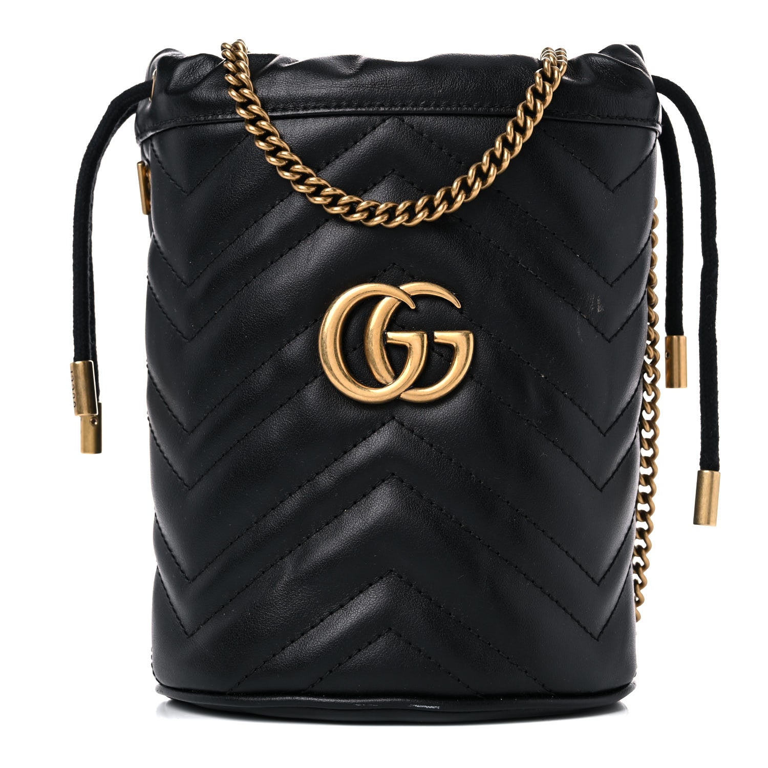 Gucci Calfskin Matelasse Mini GG Marmont 2.0 Bucket Bag Black 1 of 12