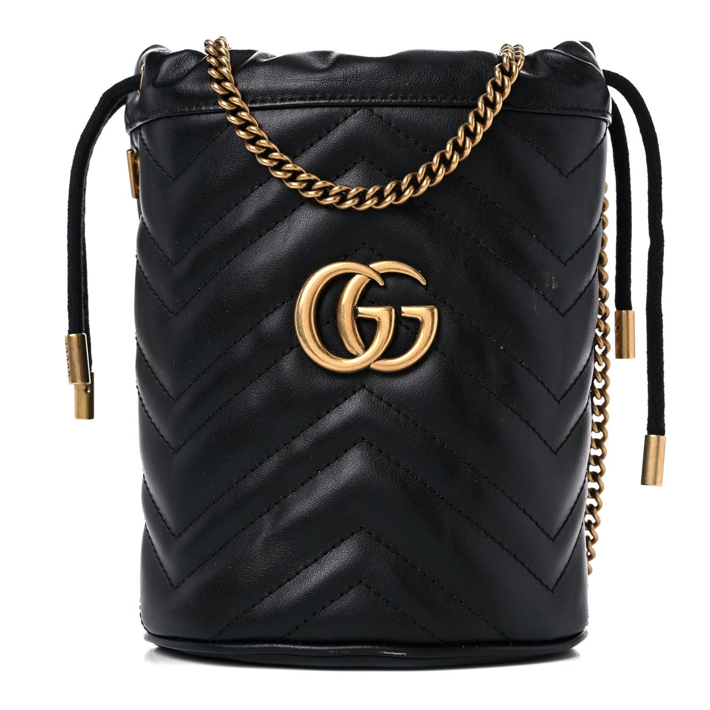 Calfskin Matelasse Mini GG Marmont 2.0 Bucket Bag Black