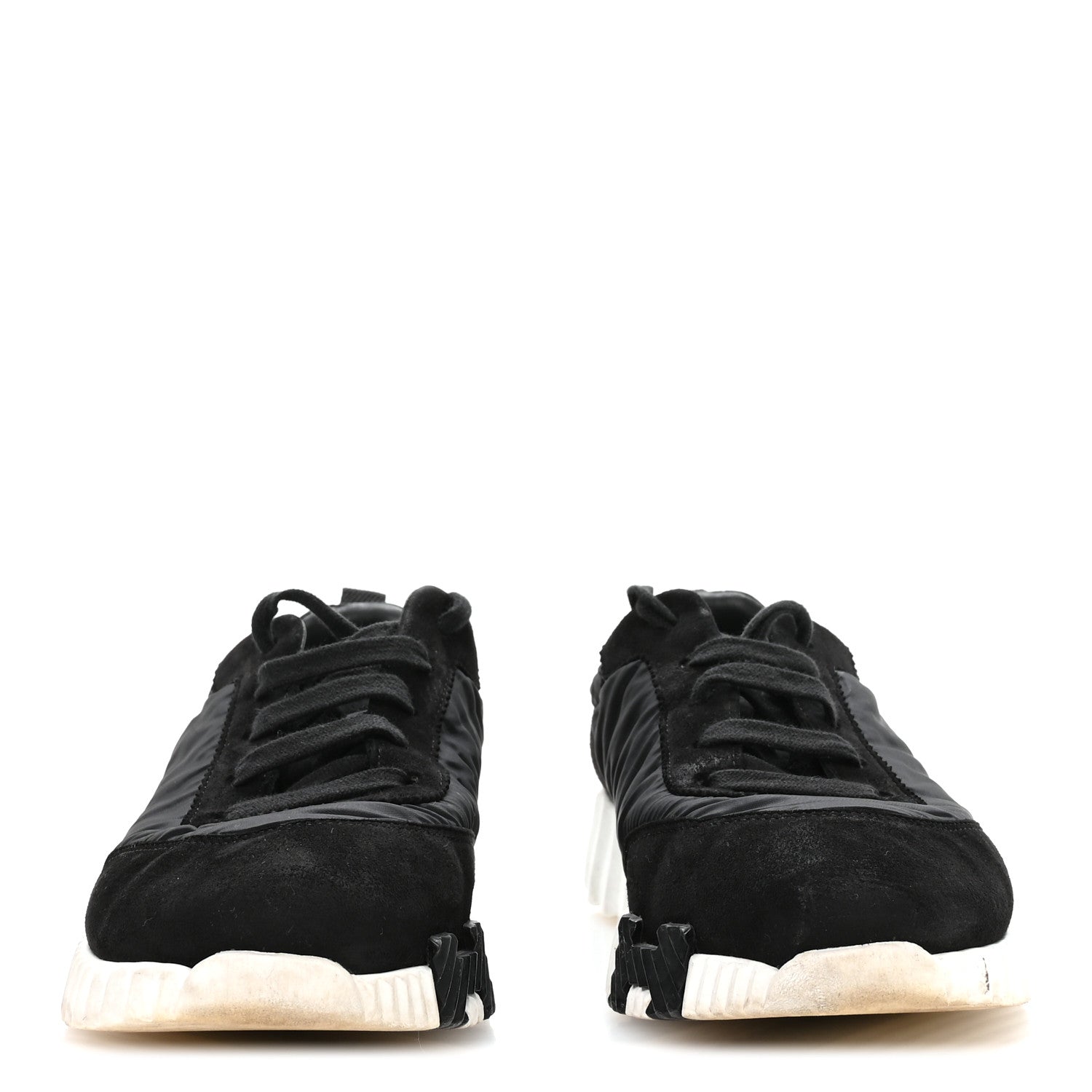 Hermes Parachute Fabric Suede Goatskin Womens Bouncing Sneakers 38.5 Black 3 of 9