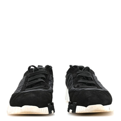 Hermes Parachute Fabric Suede Goatskin Womens Bouncing Sneakers 38.5 Black 3 of 9