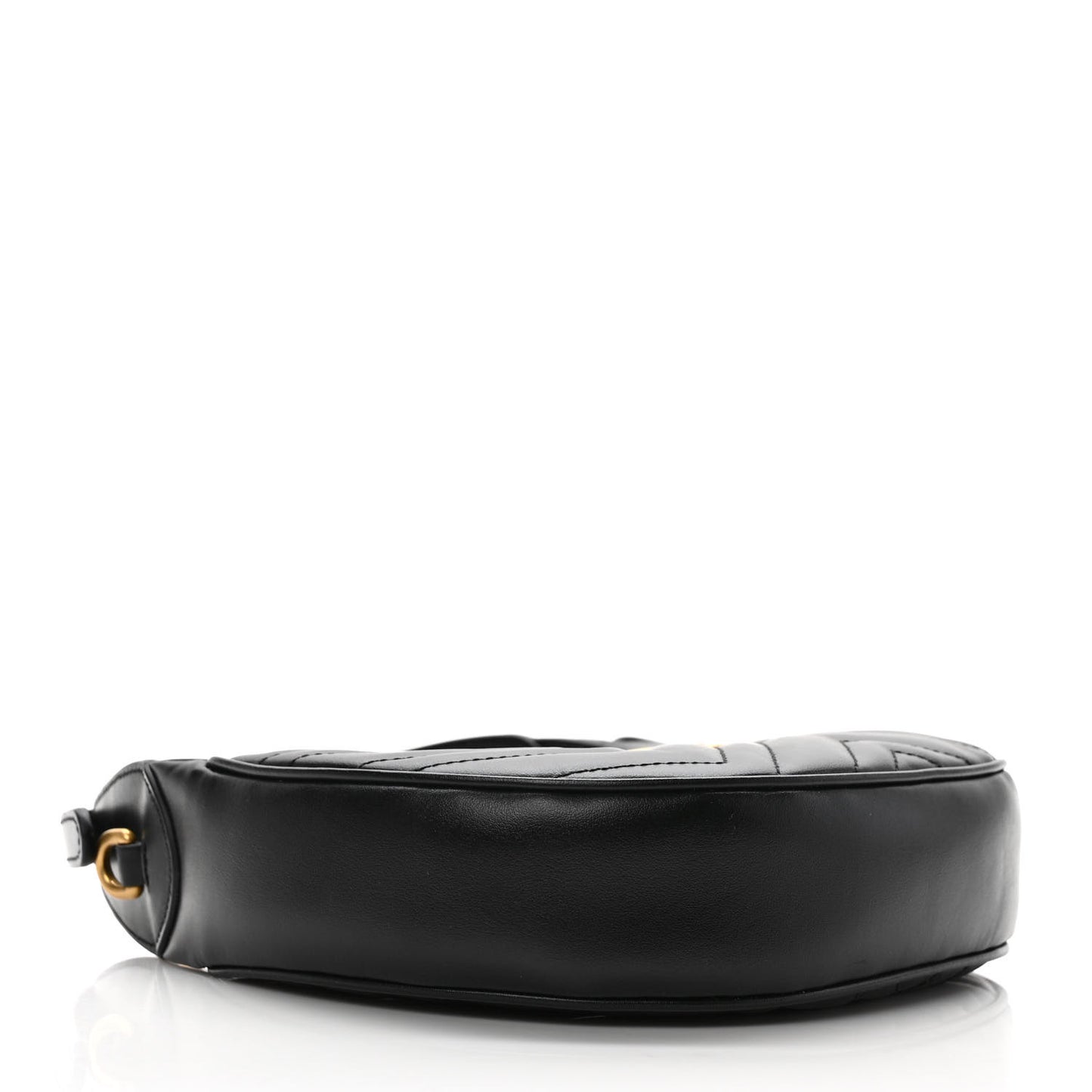 Calfskin Matelasse Chevron Mini GG Marmont Half Moon Hobo Black