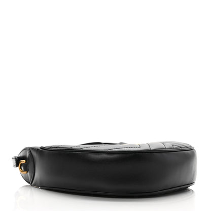 Gucci Calfskin Matelasse Chevron Mini GG Marmont Half Moon Hobo Black 4 of 8