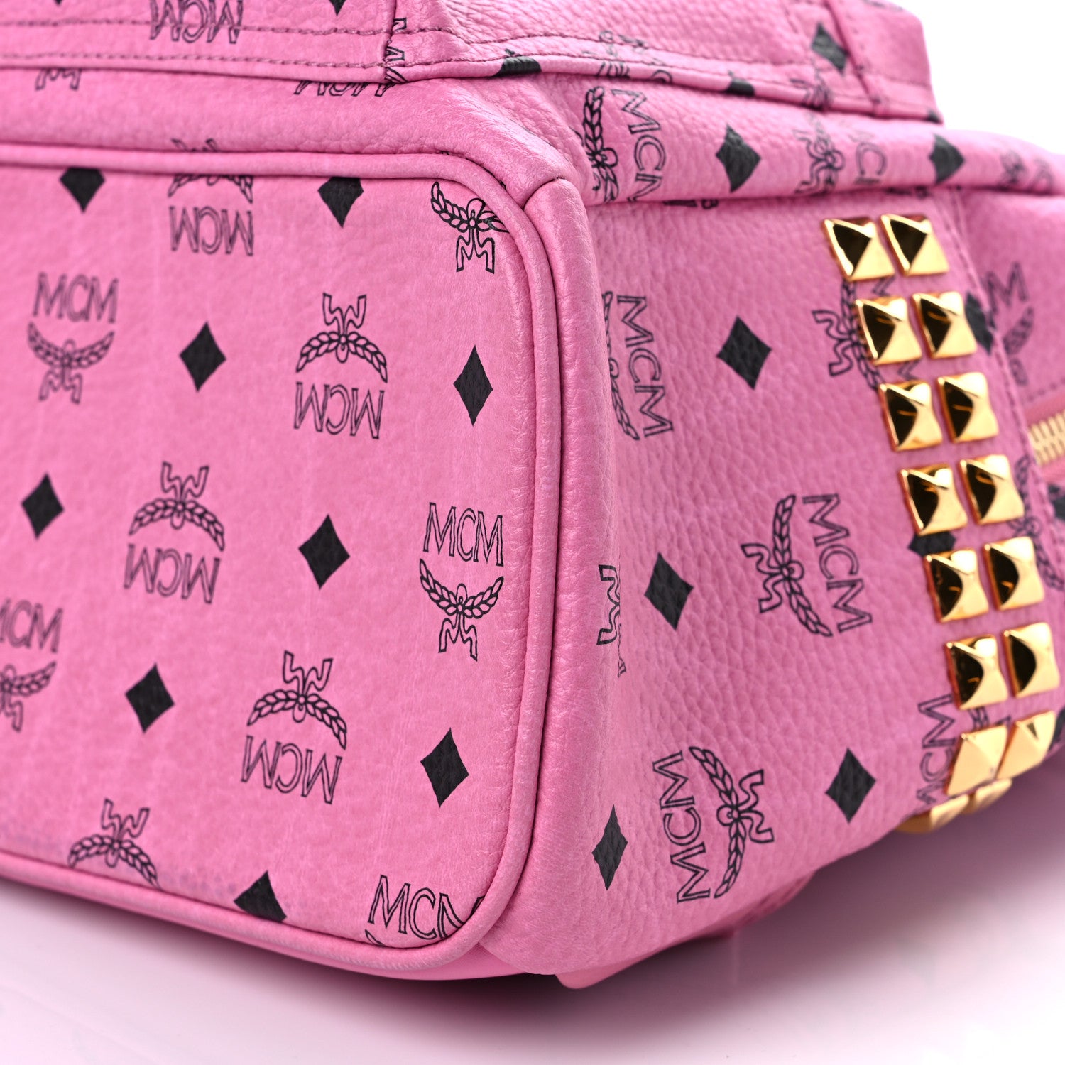 MCM Visetos Small Side Stud Stark Backpack Pink 8 of 9