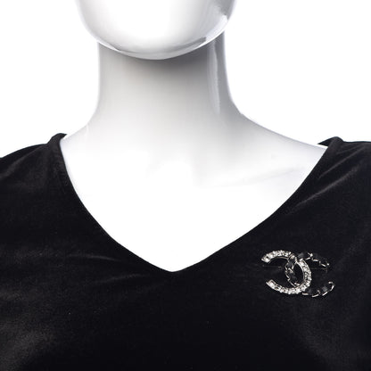 Chanel Lambskin Baguette Crystal CC Brooch Black Silver 2 of 5