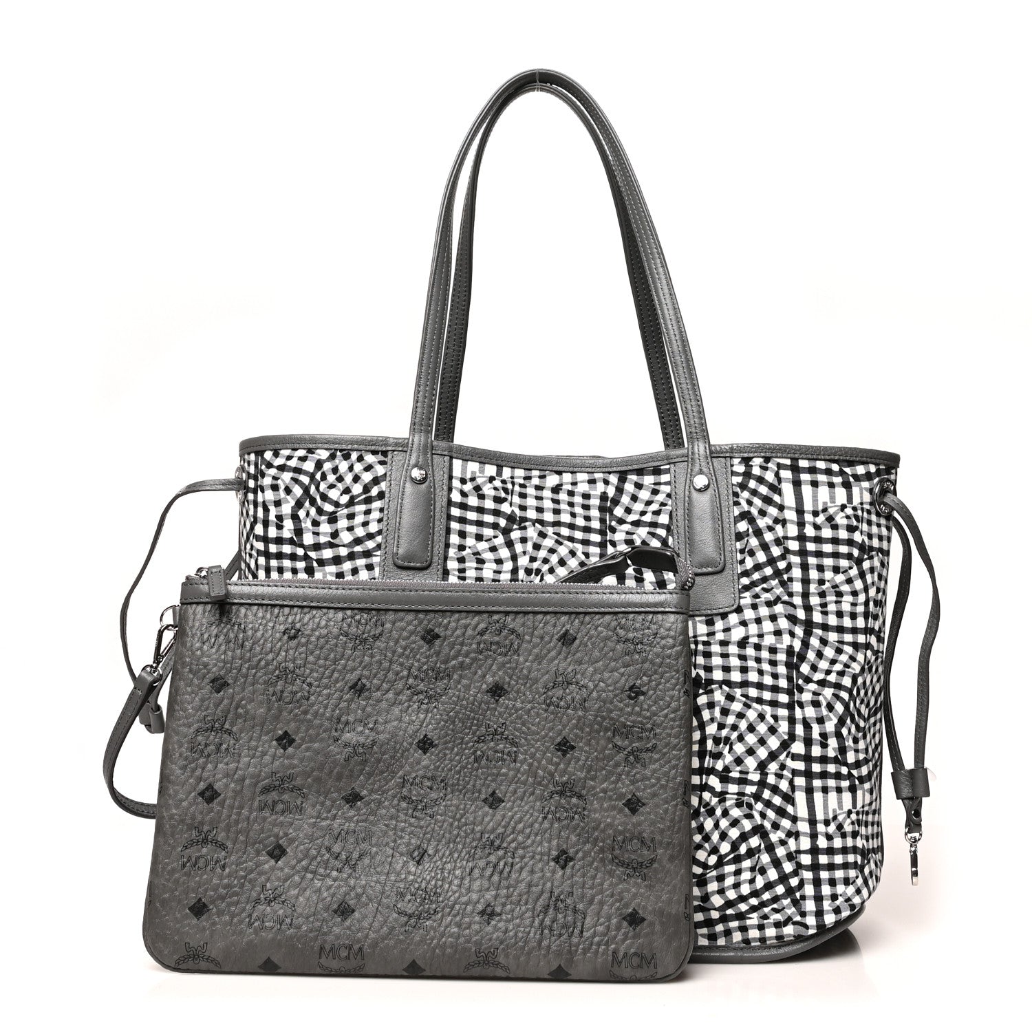 MCM Visetos Medium Liz Reversible Shopper Tote Phantom Grey 11 of 20