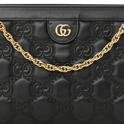 Gucci Calfskin GG Matelasse Medium Slim Chain Shoulder Bag Black Natural 8 of 14