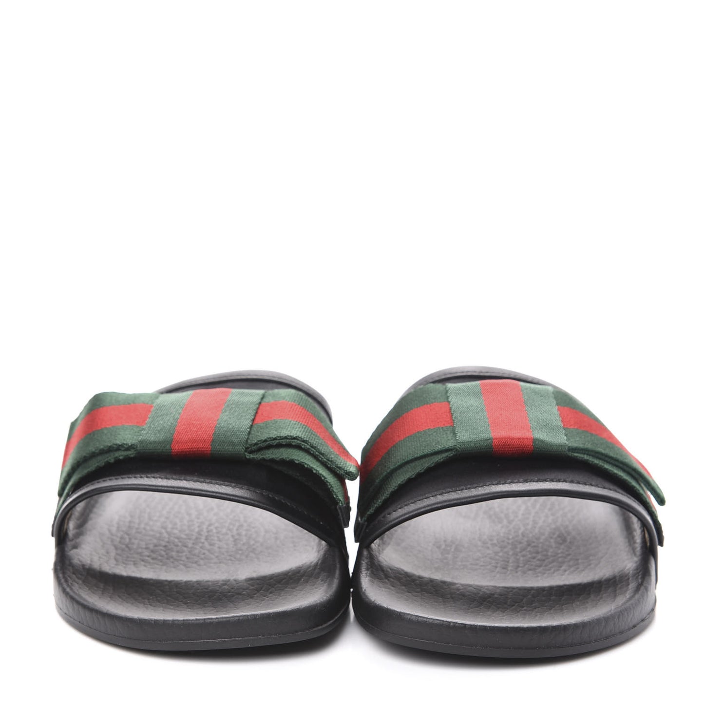 Satin Web Bow Slide Sandals 41 Black