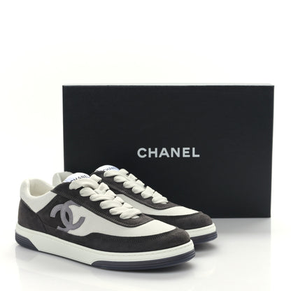 Chanel Suede Kidskin Womens CC Sneakers 39 Black White 9 of 9