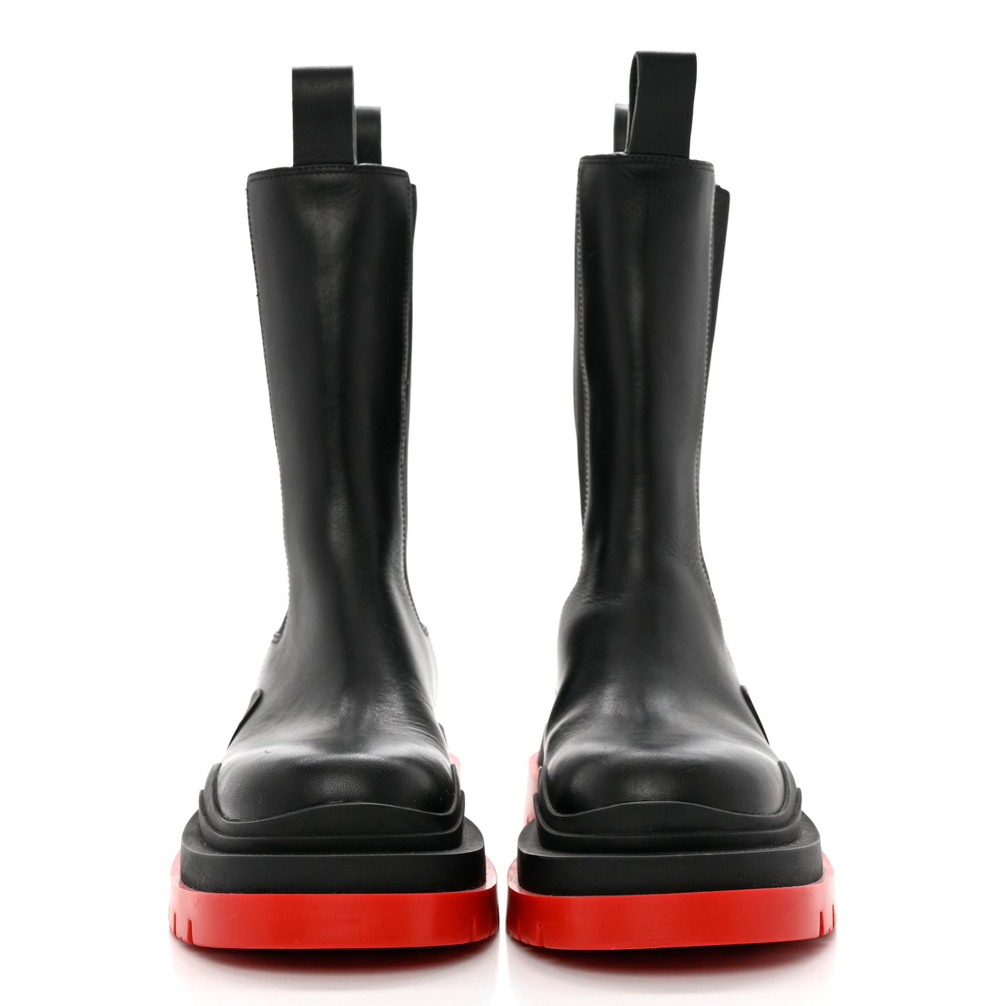 Calfskin The Tire Chelsea Boots 39 Black Bright Red