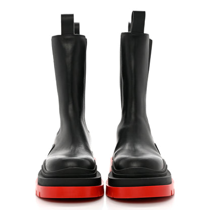 Bottega Veneta Calfskin The Tire Chelsea Boots 39 Black Bright Red 2 of 10