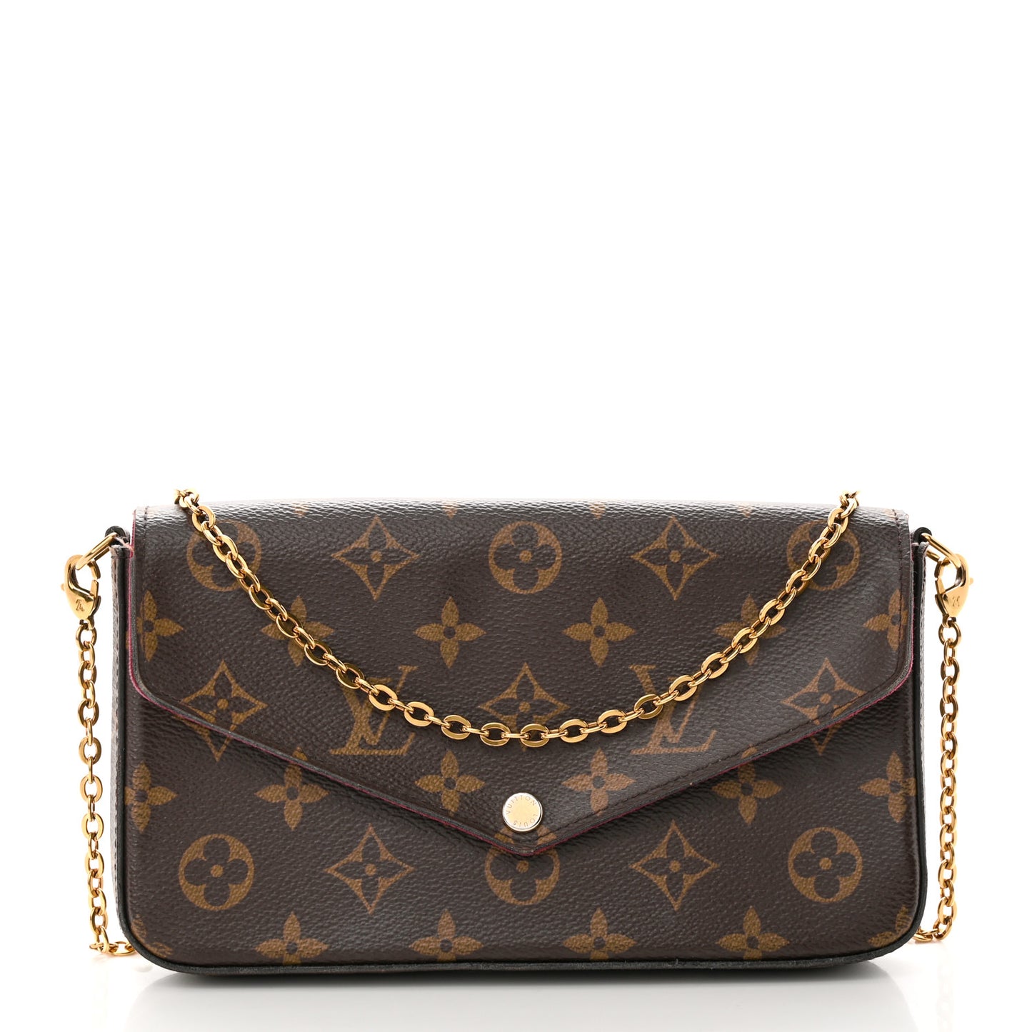 Monogram Pochette Felicie Chain Wallet Fuchsia