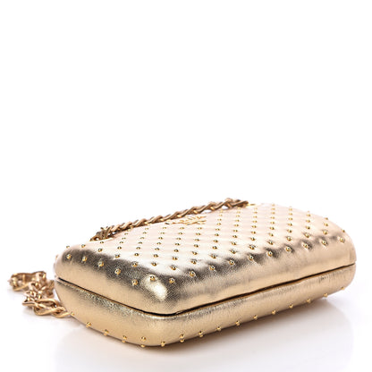 Prada Metallic Nappa Studded Chain Clutch Platino 4 of 9