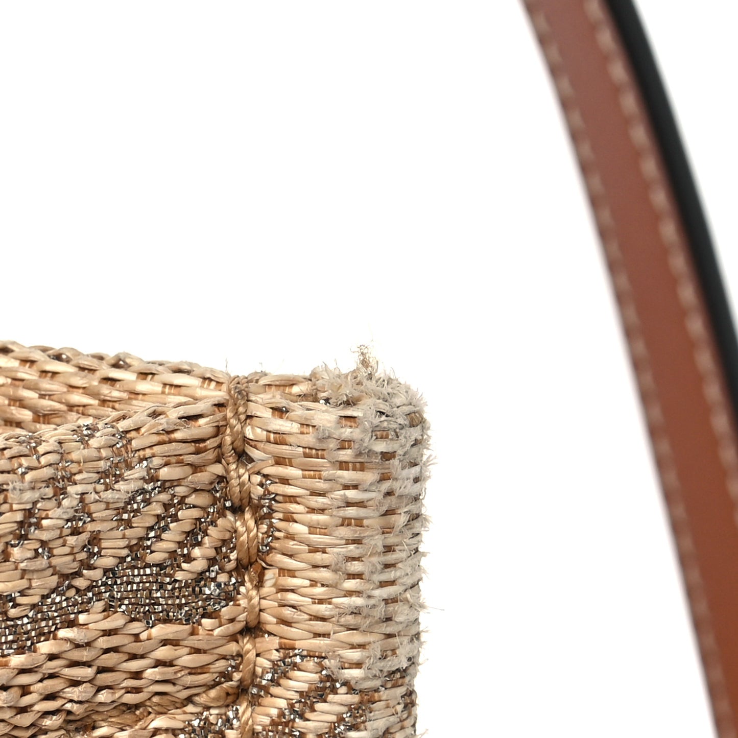 Raffia Effect Calfskin Triomphe Jacquard Cabas Thais Natural Silver