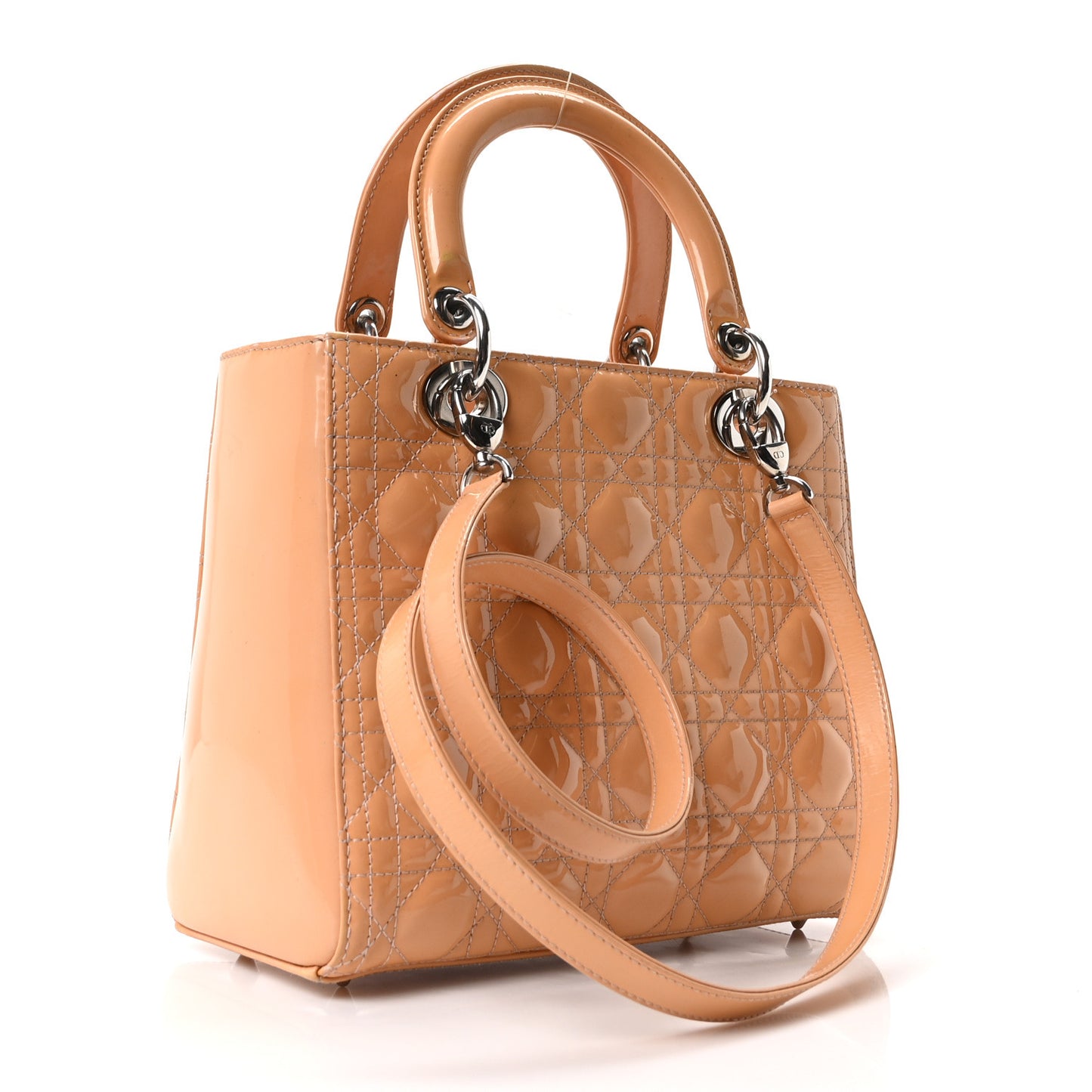 Patent Cannage Medium Lady Dior Rose Clair