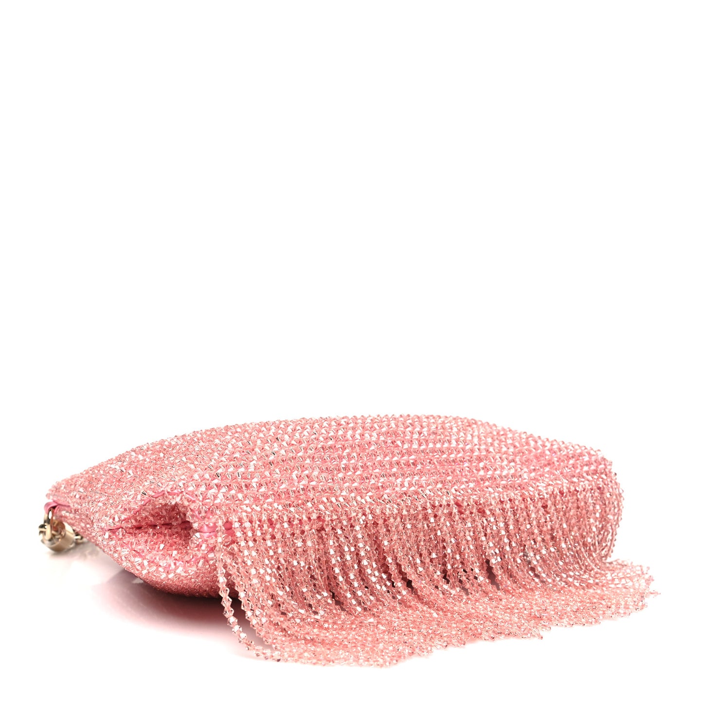 Satin Bead Embellished Callie Fringe Tassel Chain Evening Bag Pink