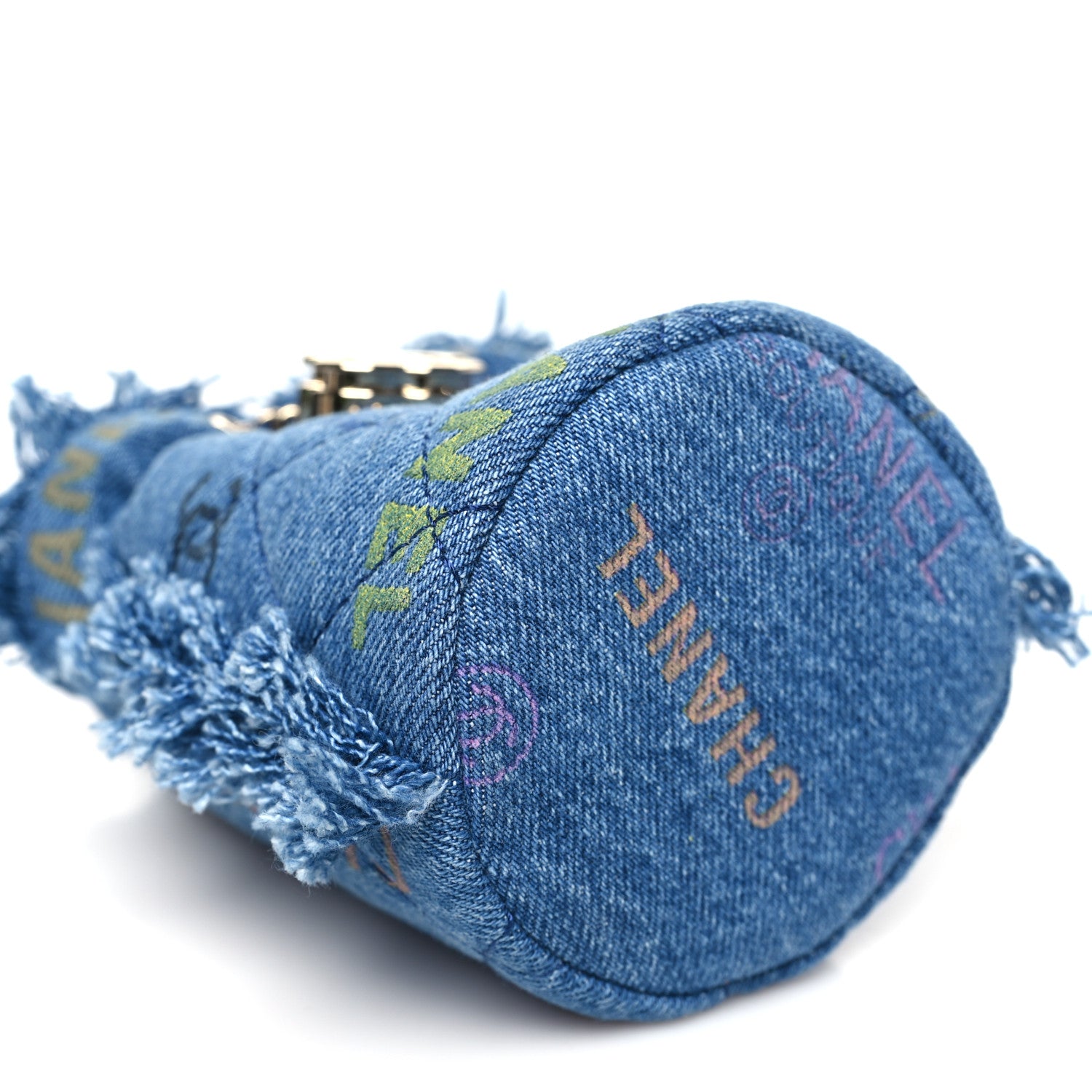 Chanel Denim Quilted Mood Mini Bucket With Chain Blue Multicolor 9 of 11