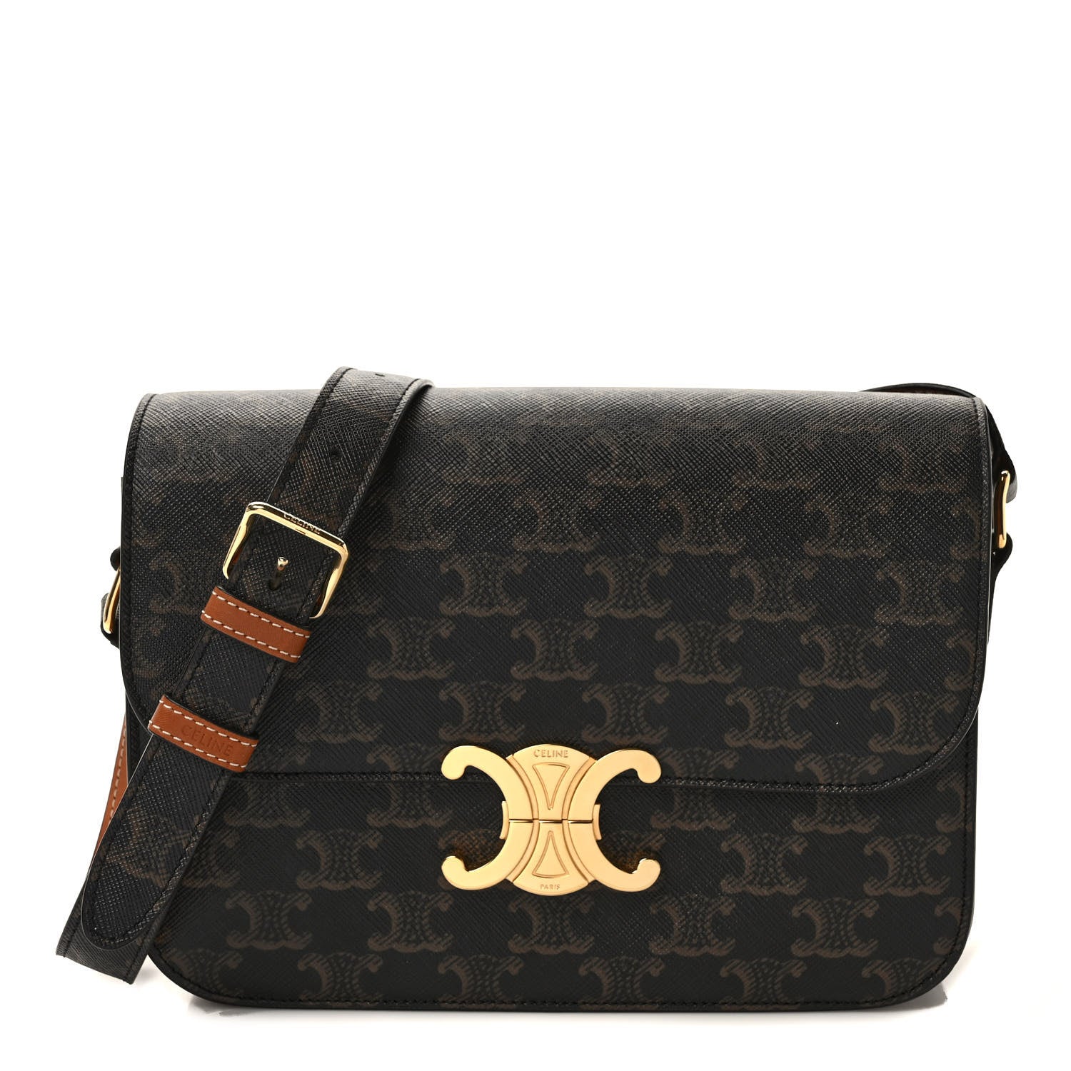 Celine Calfskin Triomphe Canvas Medium Triomphe Tan 1 of 9