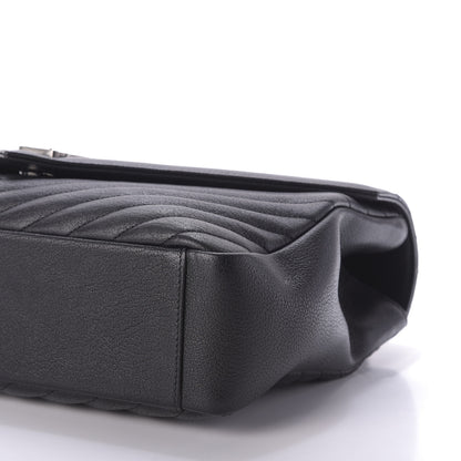 Saint Laurent Sheepskin Matelasse Chevron Monogram Monochrome Large College Satchel Black 8 of 12