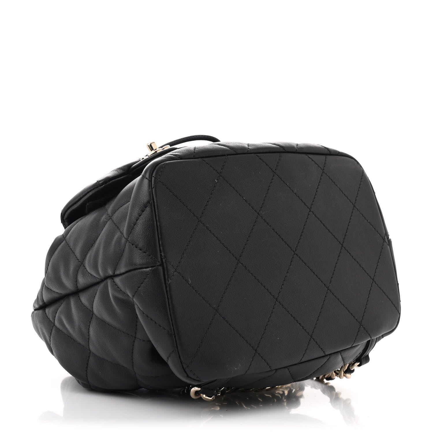 Chanel Lambskin Quilted Double Pocket Drawstring Backpack Black 4 of 10