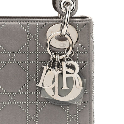 Christian Dior Satin Crystal Cannage Mini Lady Dior Gray 7 of 13