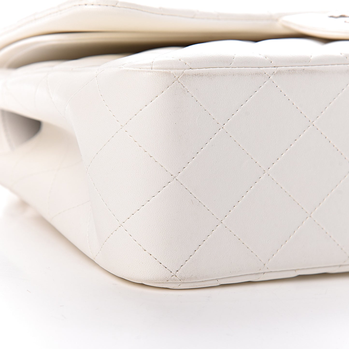 Lambskin Quilted Jumbo Double Flap White