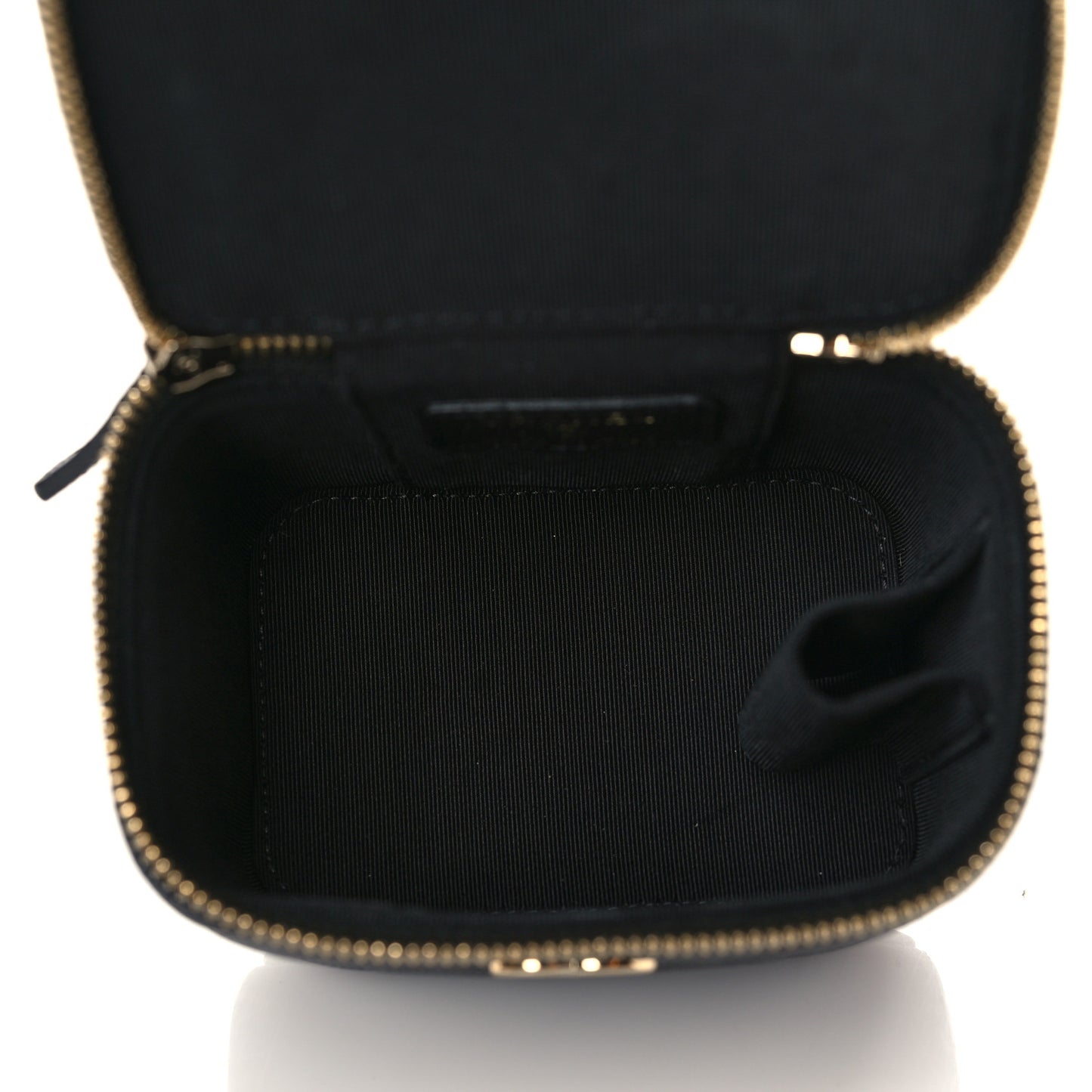 Caviar Quilted Mini Pearl On Top Vanity Case With Chain Black