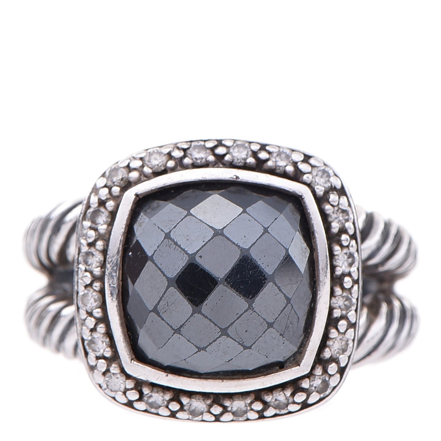 Sterling Silver Diamond Hematite 11mm Albion Ring 58 8.25