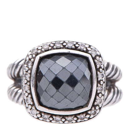 David Yurman Sterling Silver Diamond Hematite 11mm Albion Ring 58 8.25 1 of 4