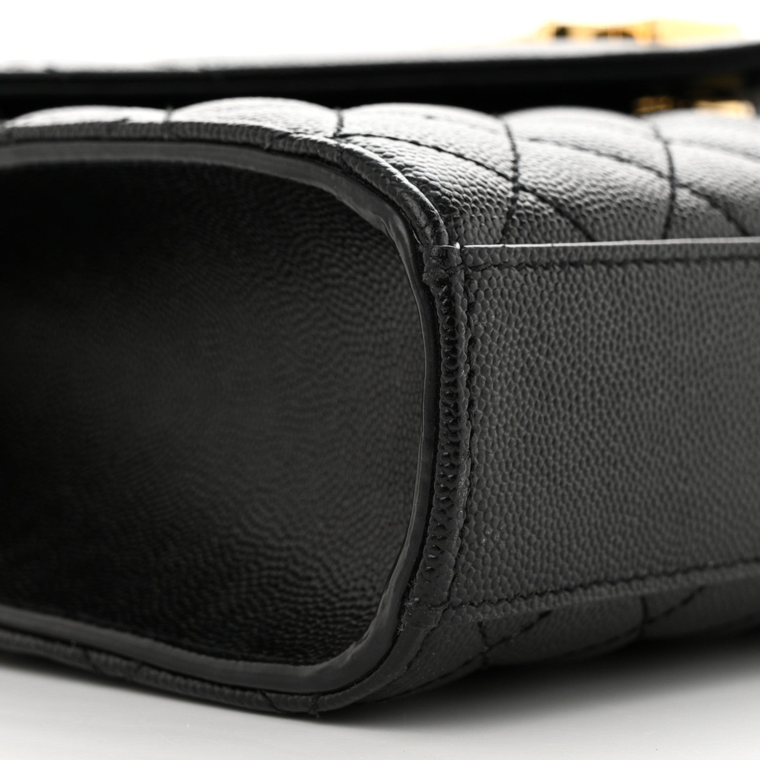 Saint Laurent Grain De Poudre Textured Mixed Matelasse Triquilt Medium Monogram Satchel Black 11 of 13
