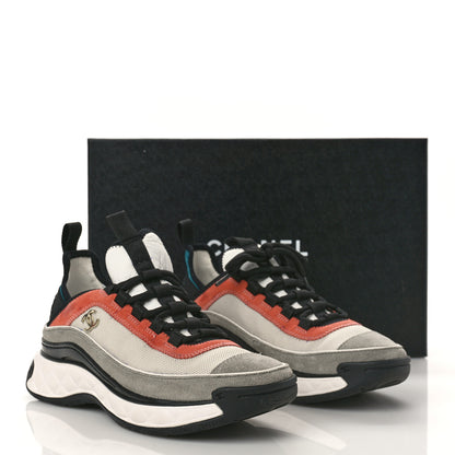 Chanel Fabric Suede CC Sneakers 36 White Light Grey Pink 10 of 10