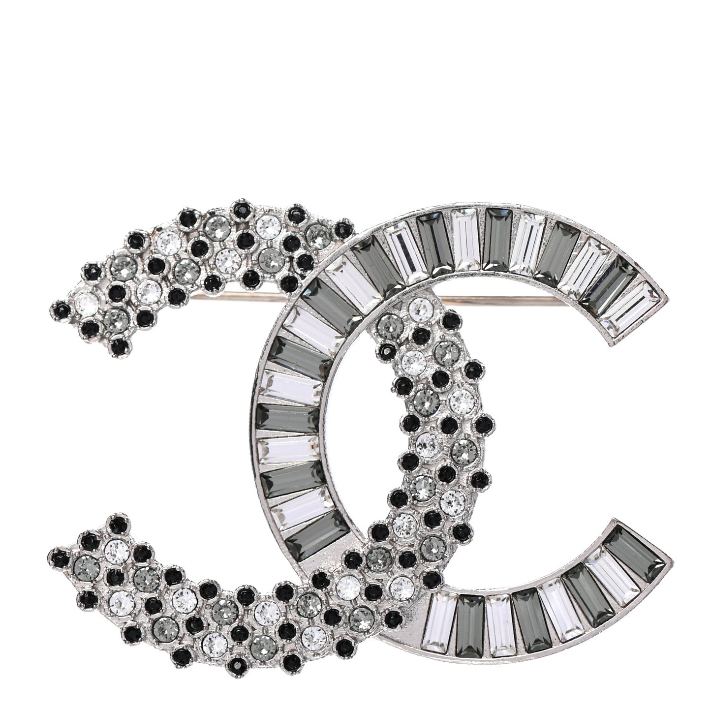 Baguette Crystal CC Brooch Green Black