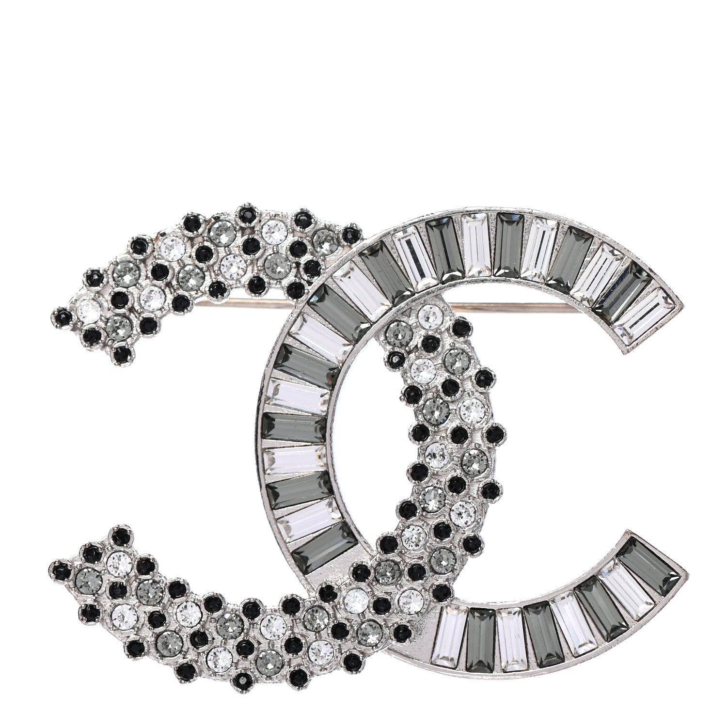 Chanel Baguette Crystal CC Brooch Green Black 1 of 4