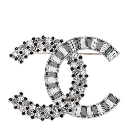 Chanel Baguette Crystal CC Brooch Green Black 1 of 4