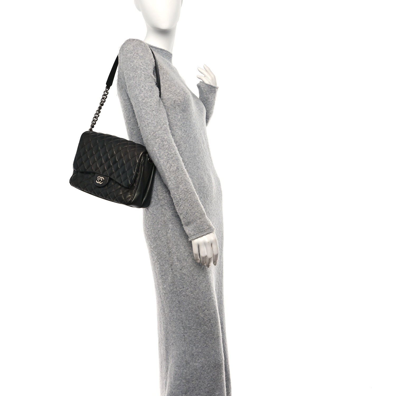 Chanel Caviar Quilted Medium Rock In Rome Single Flap Charcoal 2 of 13