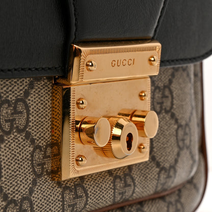 Gucci GG Supreme Monogram New Sakai Lux Calfskin Mini Padlock Flap Pocket Shoulder Bag Beige Ebony Black Cuir 12 of 15