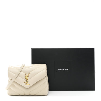 Saint Laurent Calfskin Y Quilted Monogram Toy Loulou Crossbody Bag Crema Soft 12 of 12