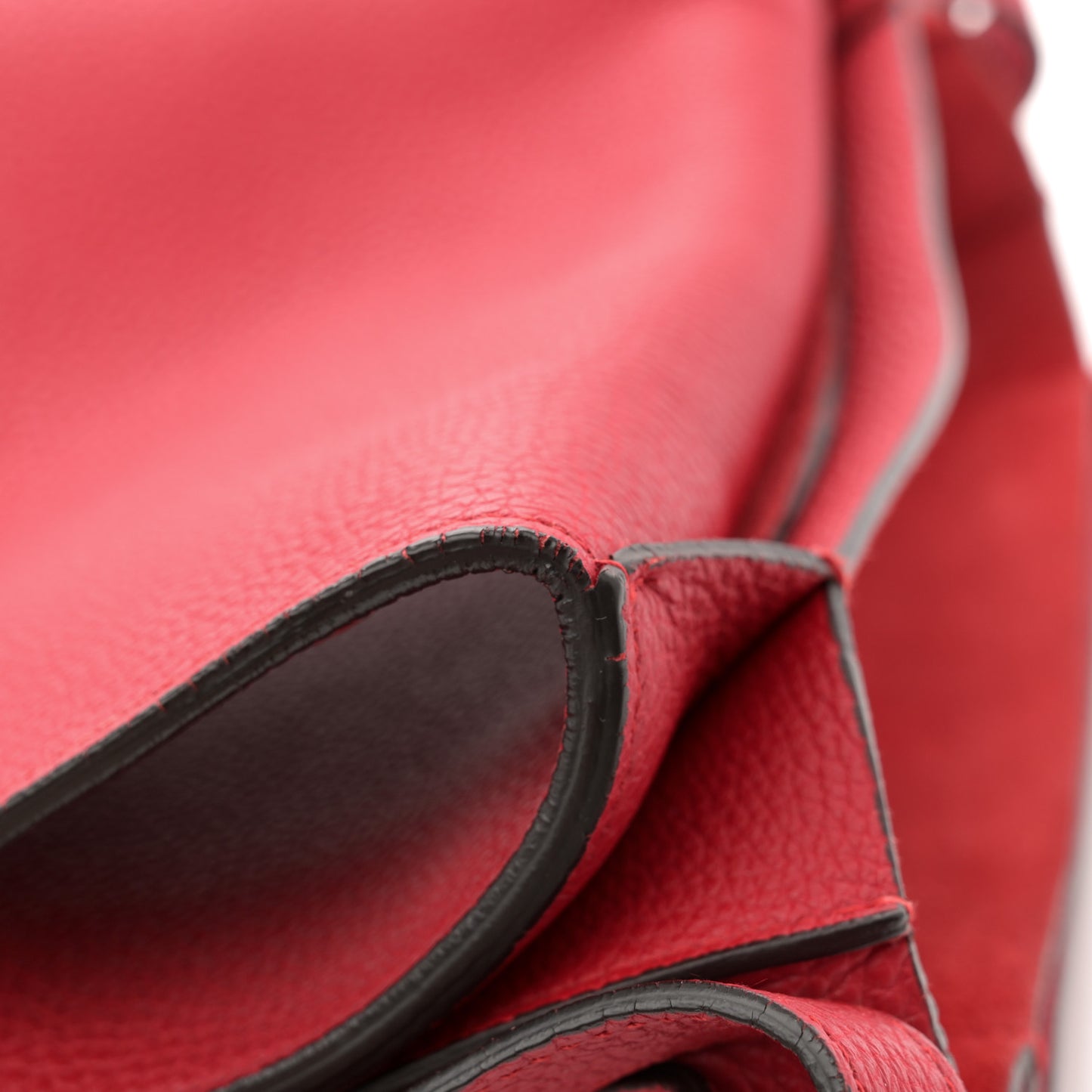 Grained Calfskin Large Bright Bit Flap Bag Red