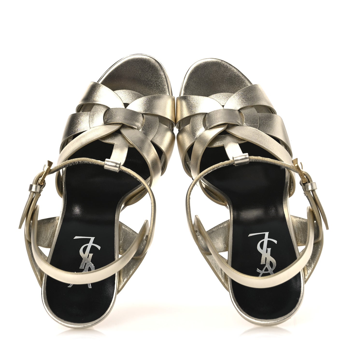 Veau Laminato Tribute 105 Platform Sandals 40.5 Platino