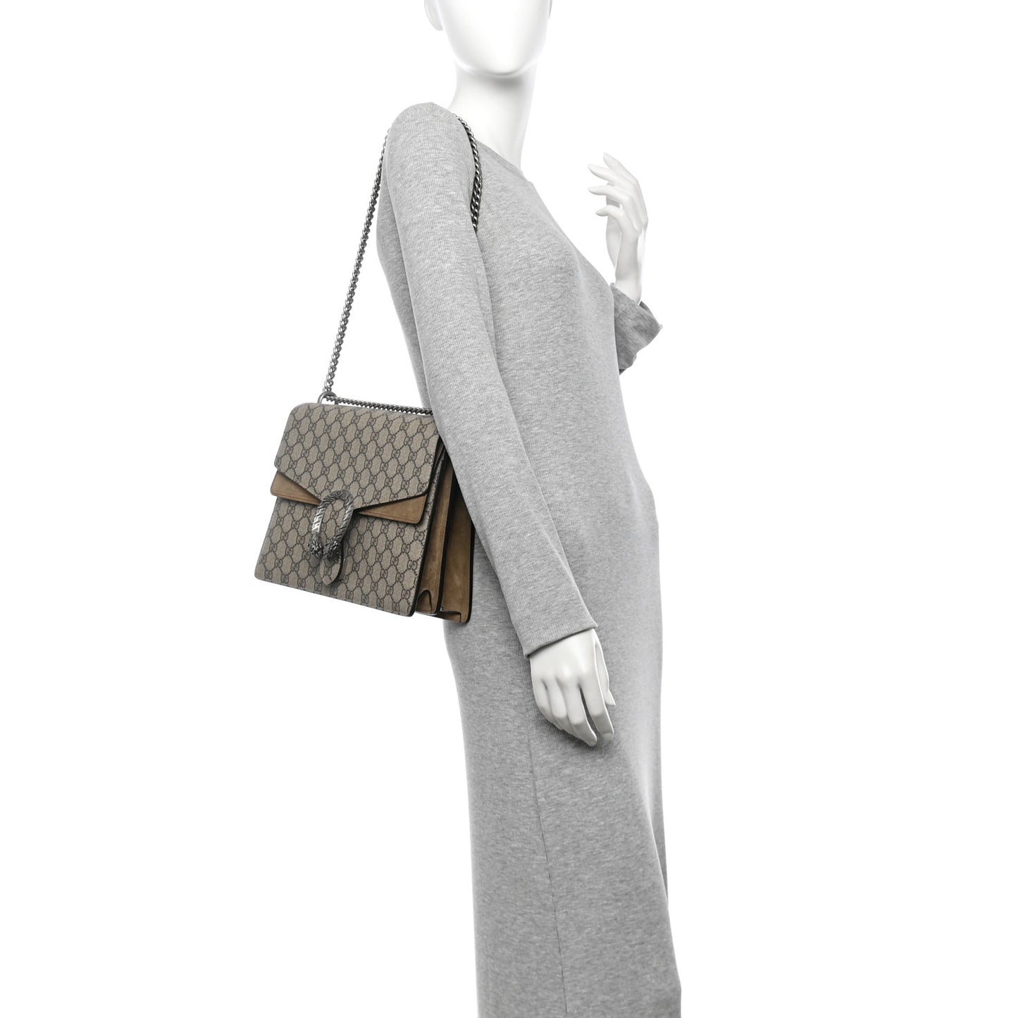 GG Supreme Monogram Medium Dionysus Shoulder Bag Taupe