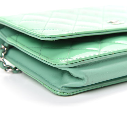 Chanel Patent Quilted Wallet On Chain WOC Green 12 of 18
