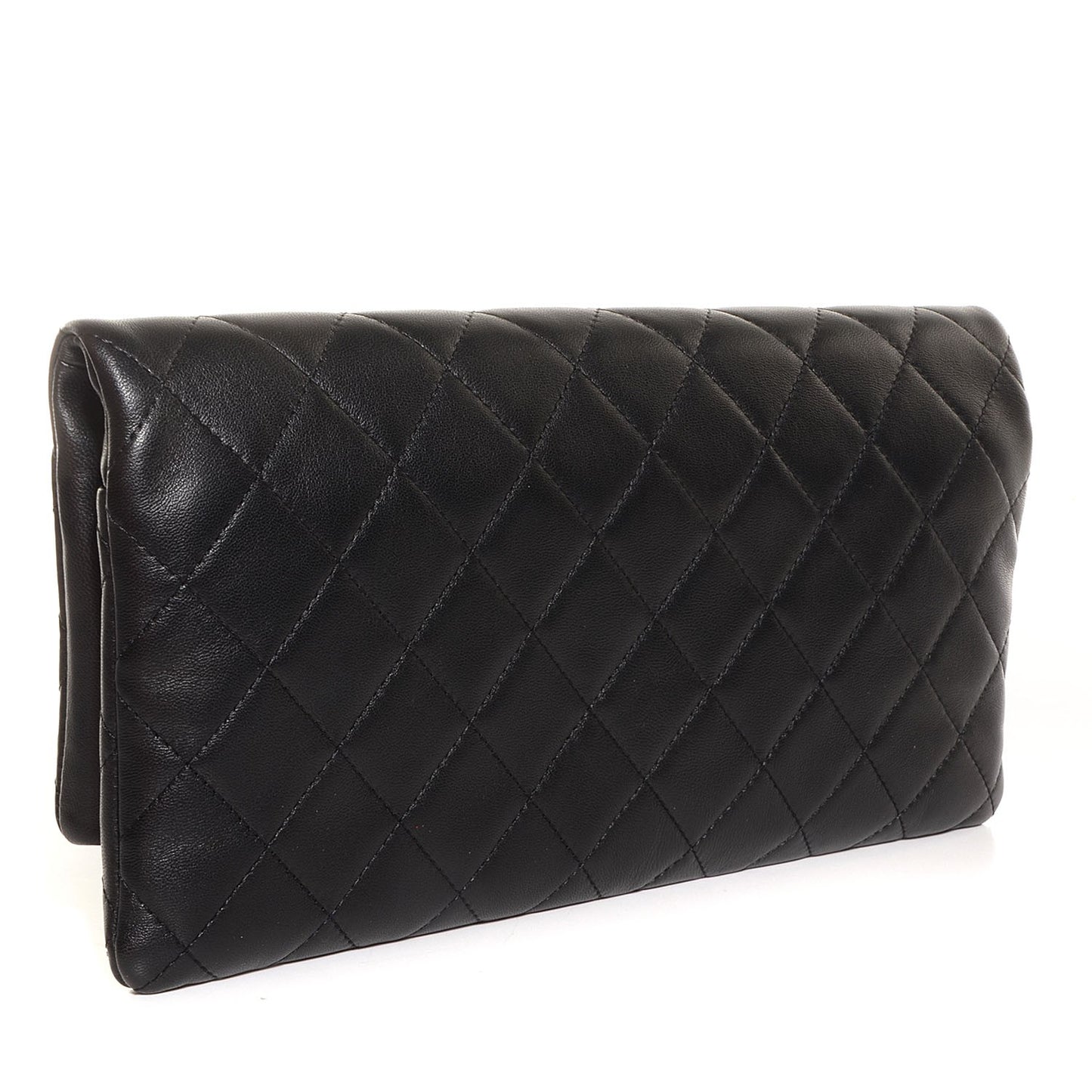 Lambskin Quilted Beauty Clutch Bag Black
