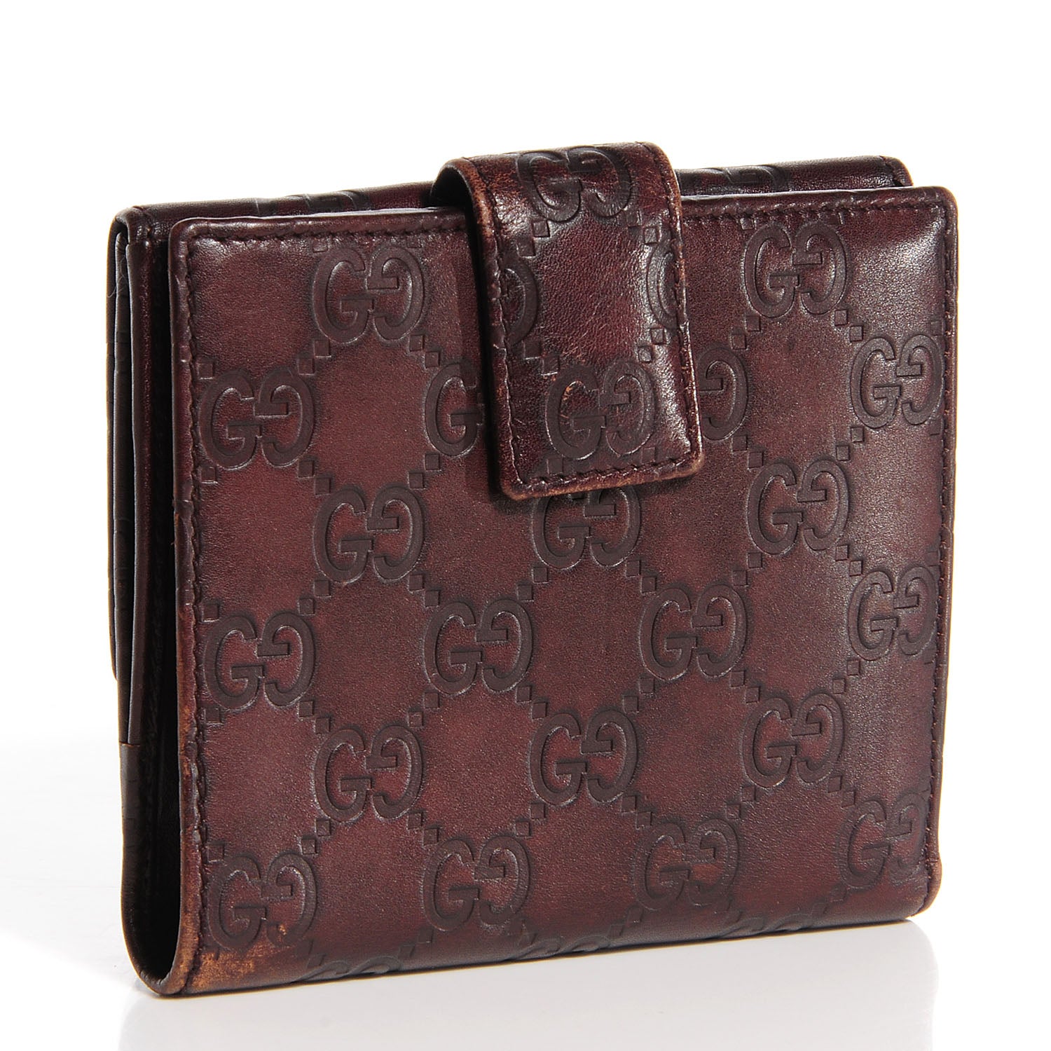 Gucci Guccissima Metal Bar French Flap Wallet Dark Chocolate 3 of 8
